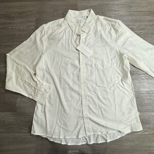 7Diamonds Naples Long Sleeve Linen Blend Shirt White SMKL-8053 Mens XL NEW